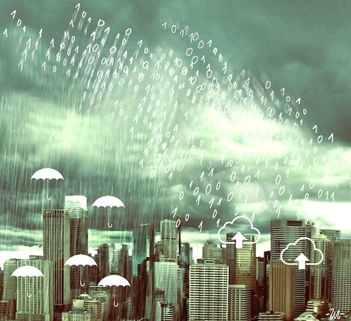Cartoon: Cloud computing (medium) by zu tagged cloud,data,rain,city
