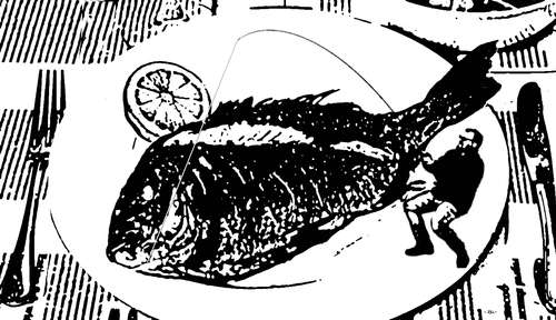 Cartoon: Fish (medium) by zu tagged fish,dinner,angler