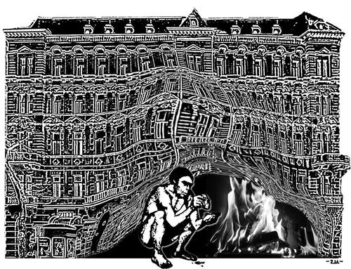 Cartoon: Neander Street (medium) by zu tagged sapiens,homo,neander,street,house,cave