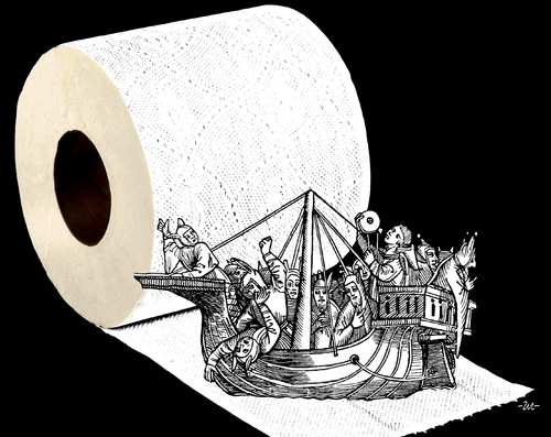 Cartoon: Ship of fools (medium) by zu tagged ship,fools,toilet,paper