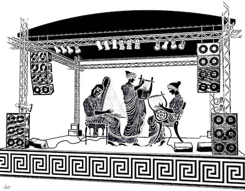 Cartoon: Stage (medium) by zu tagged greek,stage,muses,concert