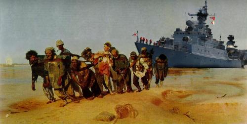 Cartoon: Volga-boatmen (medium) by zu tagged boatmen