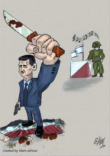 Cartoon: Bashar al-Assad criminal (medium) by islamashour tagged syria,criminal,assad,al,bashar
