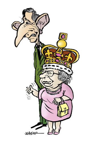 Cartoon: The Queen and the Prince (medium) by jeander tagged elisabeth,ii,charles,royal,gb,uk,the,queen,charles,england,uk