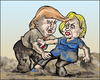 Cartoon: Mudwrestling (small) by jeander tagged election,usa,clinton,hillary,trump,donald,debate