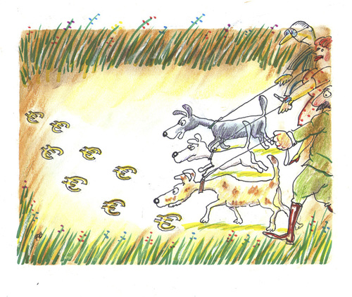 Cartoon: hunting (medium) by rakbela tagged euro,hunting,dog