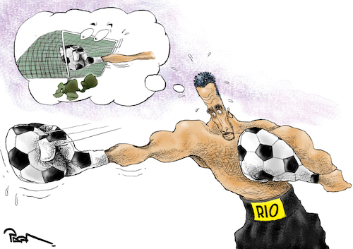 Cartoon: Rio Ferdinand_The boxer (medium) by Popa tagged rioferdinand,boxing,boxer,soccer,football,sports,manchester