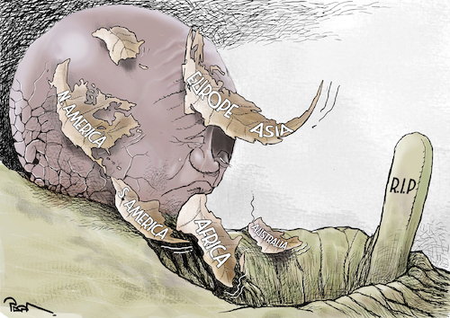 Cartoon: The self destroyer (medium) by Popa tagged climate,change,disaster,extreme,weather