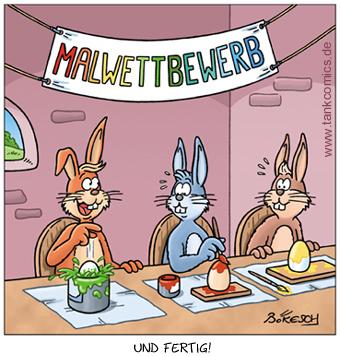 Cartoon: erster (medium) by pentrick tagged tankcomics,comics,tank,cartoon,bökesch,gerd,competition,paint,eier,egg,easter,bunnies,bunny,one,first,erster,osterhase,wettbewerb,malen