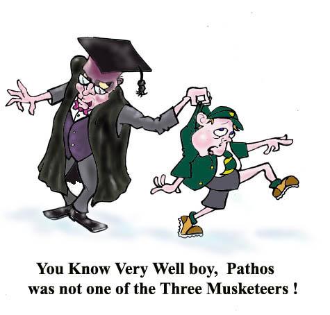 Cartoon: Pathos (medium) by andybennett tagged school,schoolmaster,musketeers,three,pathos,education,teachers,bennett,andy