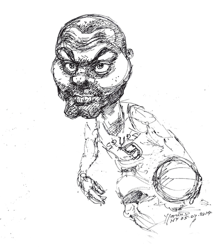 Cartoon: Tony Parker (medium) by ylli haruni tagged basketball,player,san,antonio,spurs,nba,playoffs,2014