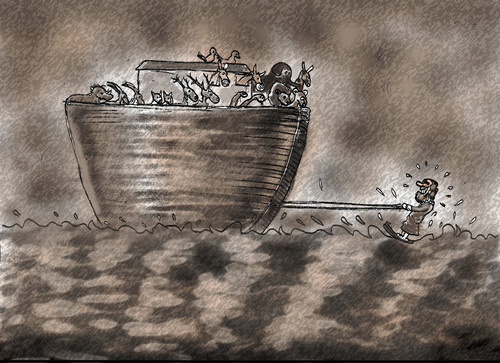 Cartoon: continue to have fun (medium) by hakanipek tagged flood