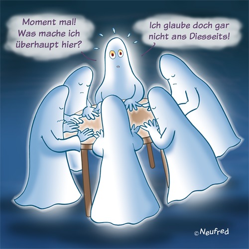 Cartoon: Seance (medium) by neufred tagged tot,glaube,geisterbeschwörung,übersinnlichkeit,seance