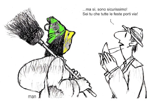 Cartoon: Befana 2019 giallo verde (medium) by Enzo Maneglia Man tagged vignette,grafiche,tavole,umoristiche,befana,feste,riconoscimenti,maneglia,man