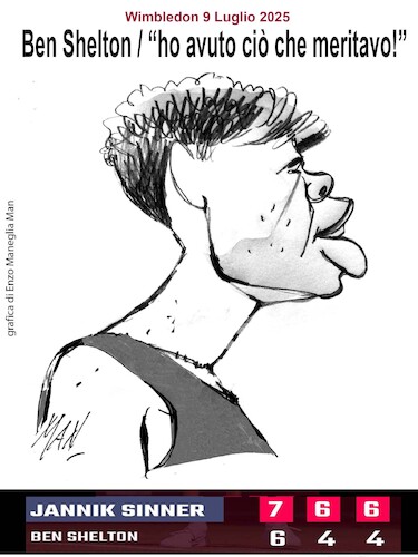 Cartoon: Ben Shelton (medium) by Enzo Maneglia Man tagged caricature,tennis,ben,shelton,wimbledon,2025