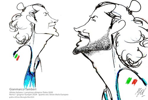Cartoon: Gianmarco Tamberi (medium) by Enzo Maneglia Man tagged caricature,ritratti,atletica,campioni,sport