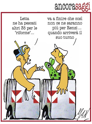 Cartoon: i saggi di Letta (medium) by Enzo Maneglia Man tagged cassonettari,man,saggi,riforme