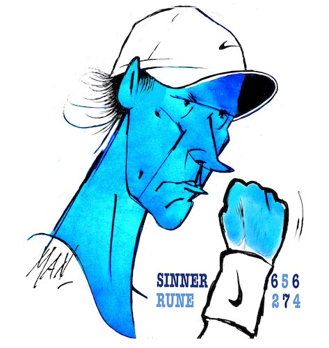 Cartoon: Jannik Sinner (medium) by Enzo Maneglia Man tagged caricature,tennis,sinner,atp,finals,torino