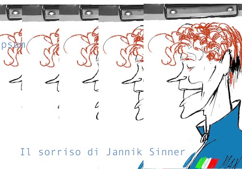 Cartoon: Jannik Sinner (medium) by Enzo Maneglia Man tagged caricature,sinner,tennista,italiano,tennis
