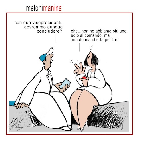 Cartoon: Meloni manina (medium) by Enzo Maneglia Man tagged vignetta,umorismo,grafico,spilli,fighillearte,piccolomuseo,di,fighille,ita
