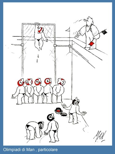 Cartoon: olimpiadi di man (medium) by Enzo Maneglia Man tagged fighillearte,man,maneglia,umoristica,tavola,olimpiadi,vignette