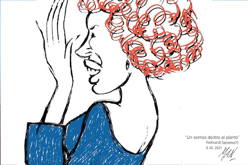 Cartoon: Ornella Vanoni (medium) by Enzo Maneglia Man tagged personaggi,cantanti,caricature,ritratti