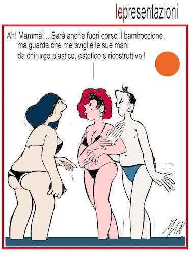 Cartoon: presentazioni (medium) by Enzo Maneglia Man tagged vignette,umorismo,grafico,illustrazioni,cassonettari,spilli,enzo,man,maneglia,fighillearte,mare,agosto,2018