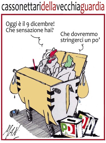 Cartoon: primarie PD giorno dopo (medium) by Enzo Maneglia Man tagged man,fighillearte,maneglia,giornodopo,pd,primarie,cassonettari