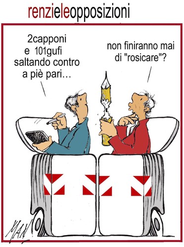 Cartoon: Renzo e i capponi (medium) by Enzo Maneglia Man tagged cassonettari,man,maneglia,fighillearte