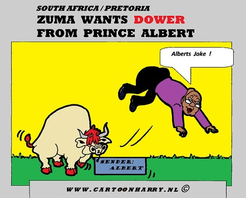Cartoon: Alberts Bull (medium) by cartoonharry tagged albert,bull,zuma,joke,cartoon,cartoonist,cartoonharry,southafrica,dutch,toonpool