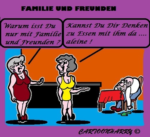 Cartoon: Aleine (medium) by cartoonharry tagged familie,freunden,essen,aleine