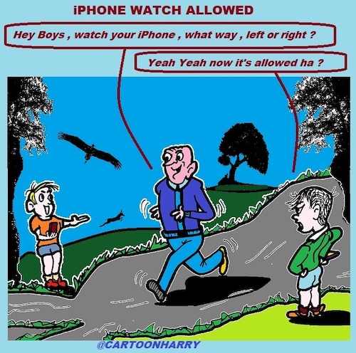 Cartoon: Allowed (medium) by cartoonharry tagged allow,iphones,boys,jogger,cartoonharry