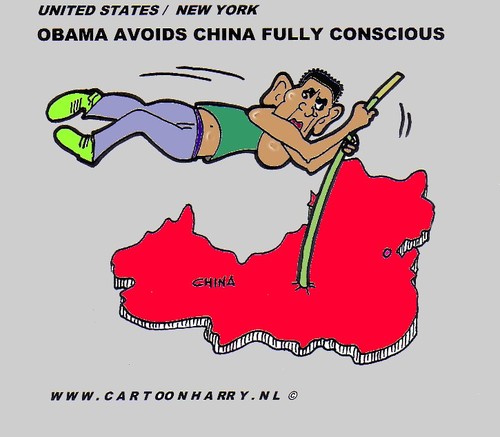 Cartoon: Avoiding China (medium) by cartoonharry tagged obama,avoid,china,legs,cartoonharry