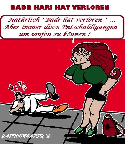 Cartoon: Badr Hari Verliert (medium) by cartoonharry tagged sport,kickboxen,badrhari,ricoverhoeven
