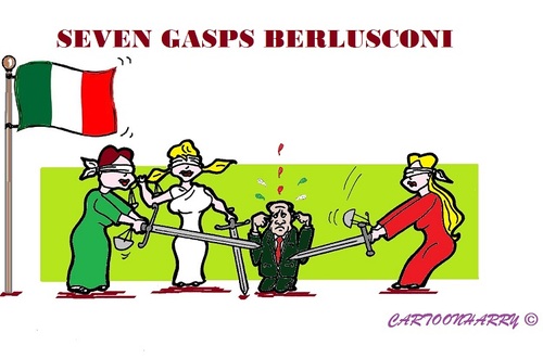 Cartoon: Berlusconi (medium) by cartoonharry tagged judges,gasps,italy,berlusconi,cartoon,bungabunga,cartoonharry,toonpool