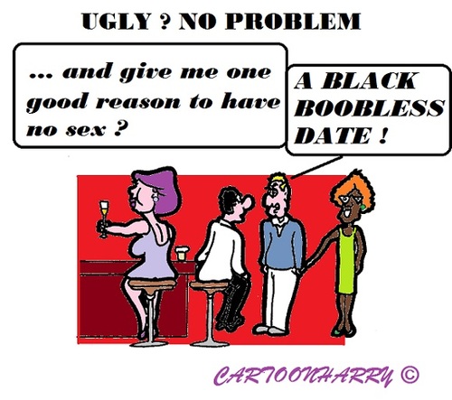 Cartoon: Black Date (medium) by cartoonharry tagged date,black,ugly,boobs,boobless