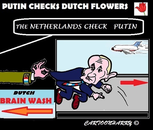 Cartoon: Brainwash Putin Now!! (medium) by cartoonharry tagged holland,russia,flowers,checks,bacterium,stop,putin