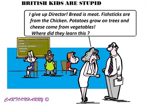 Cartoon: British Kids (medium) by cartoonharry tagged british,england,uk,kids,children,stupid,learn,cartoons,cartoonists,cartoonharry,dutch,toonpool