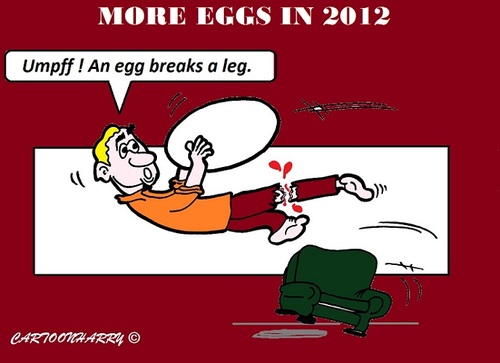 Cartoon: Catch (medium) by cartoonharry tagged egg,break,leg,luck,lucky,catch,cartoon,cartoonist,cartoonharry,dutch,toonpool