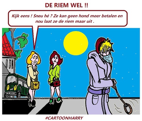 Cartoon: De Riem wel (medium) by cartoonharry tagged hondenriem,hond,cartoonharry