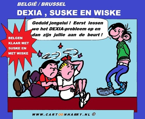 Cartoon: DEXIA SUSKE EN WISKE (medium) by cartoonharry tagged cartoonharry,cartoonist,cartoon,jerommeke,lambiek,wiske,suske,dexia,toonpool,holland