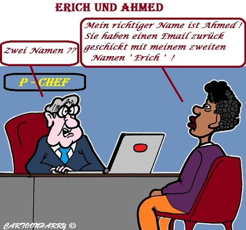 Cartoon: Diskriminierung (medium) by cartoonharry tagged dikriminierung,arbeit,betrieb,ahmed
