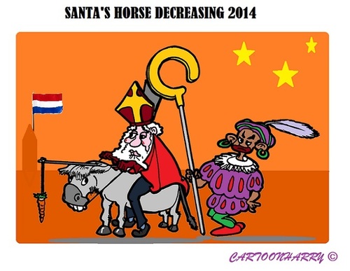 Cartoon: Dutch Santa (medium) by cartoonharry tagged holland,santa,donkey,horse,blackpete