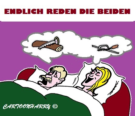 Cartoon: Eigentlich (medium) by cartoonharry tagged gespraech,endlich,schlafen