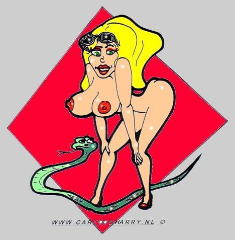Cartoon: Girl And Snake (medium) by cartoonharry tagged afraid,snake,girl,sexy,boobs,cartoonharry