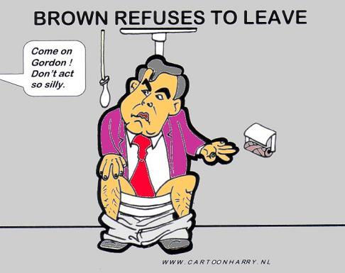 Cartoon: Gordon Brown is staying (medium) by cartoonharry tagged gordon,brown,toilet,misery