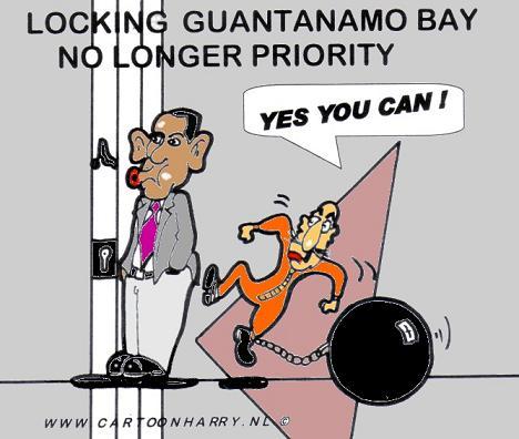 Cartoon: Guantanamo Bay No Priority (medium) by cartoonharry tagged guantanamo,obama,politics,priority