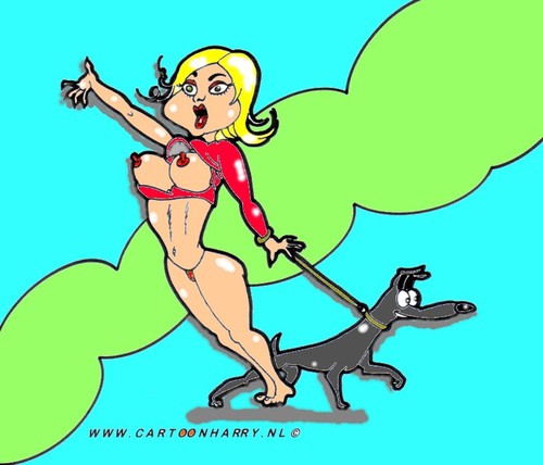 Cartoon: Gwenn (medium) by cartoonharry tagged girls,dogs,cartoonharry