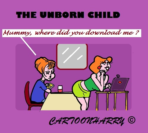 Cartoon: Internet Child (medium) by cartoonharry tagged where,internet,pc,laptop,smartphone,download,child,born,mummy