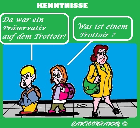Cartoon: Kenntnisse (medium) by cartoonharry tagged praservativ,trottoir,gehsteig,kenntnisse
